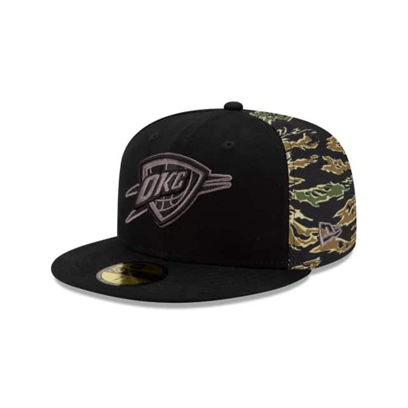 NBA Oklahoma City Thunder Camo Panel 59Fifty Fitted (INQ6909) - Black New Era Caps